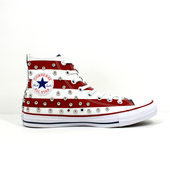 Converse Chuck Taylor Hi Tops Red White Blue Flag - Picture 3 of 6